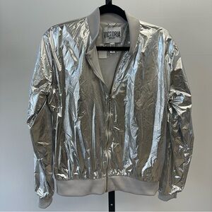 Victoria Sport Metallic Silver Bomber Jacket – Size S